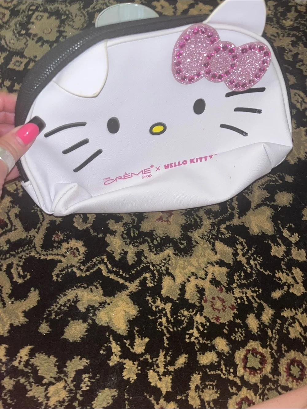 Hello Kitty White Cosmetic Bag with Pink Bow